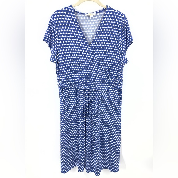 Boden Lola Dress Womens 14 Wrap Jersey Stretch Scallop Half Moon Soft Pockets - Picture 10 of 10